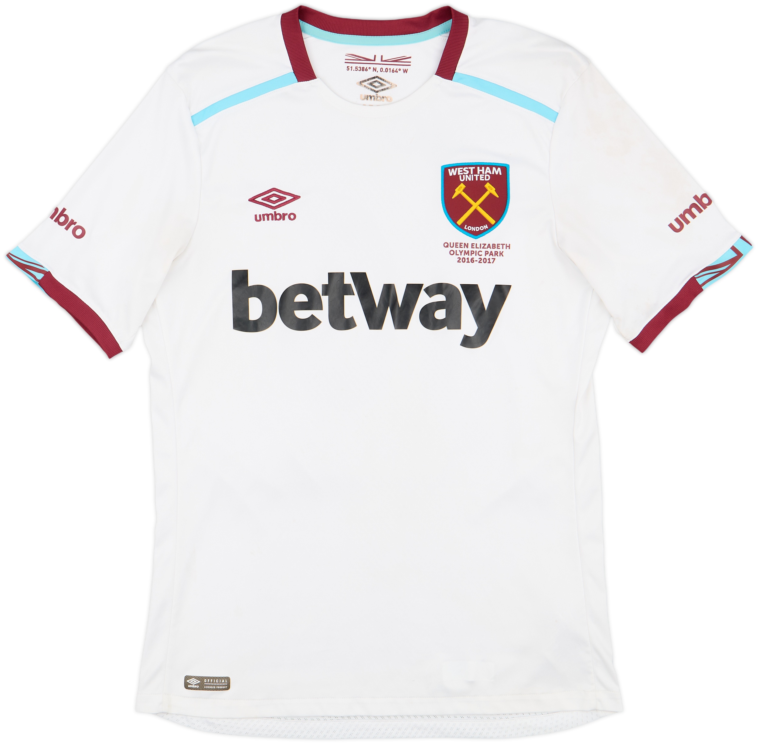Umbro West Ham United Mens SS Away Shirt 2016/17