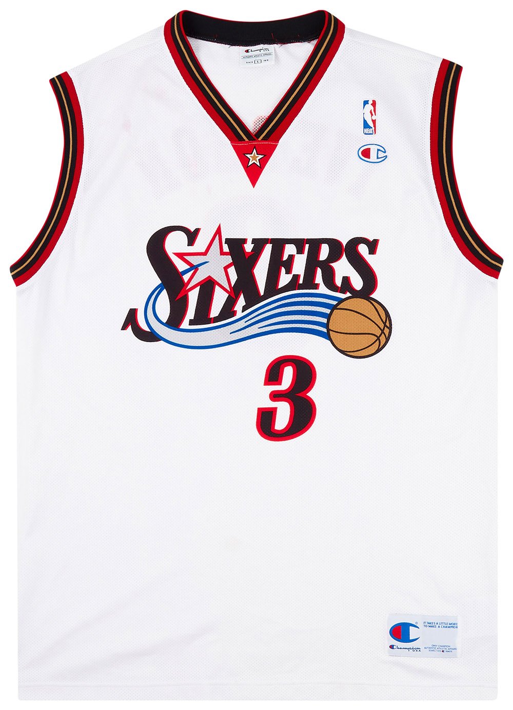 2001 Allen Iverson Philadelphia 76ers Champion NBA Jersey Youth Size Large