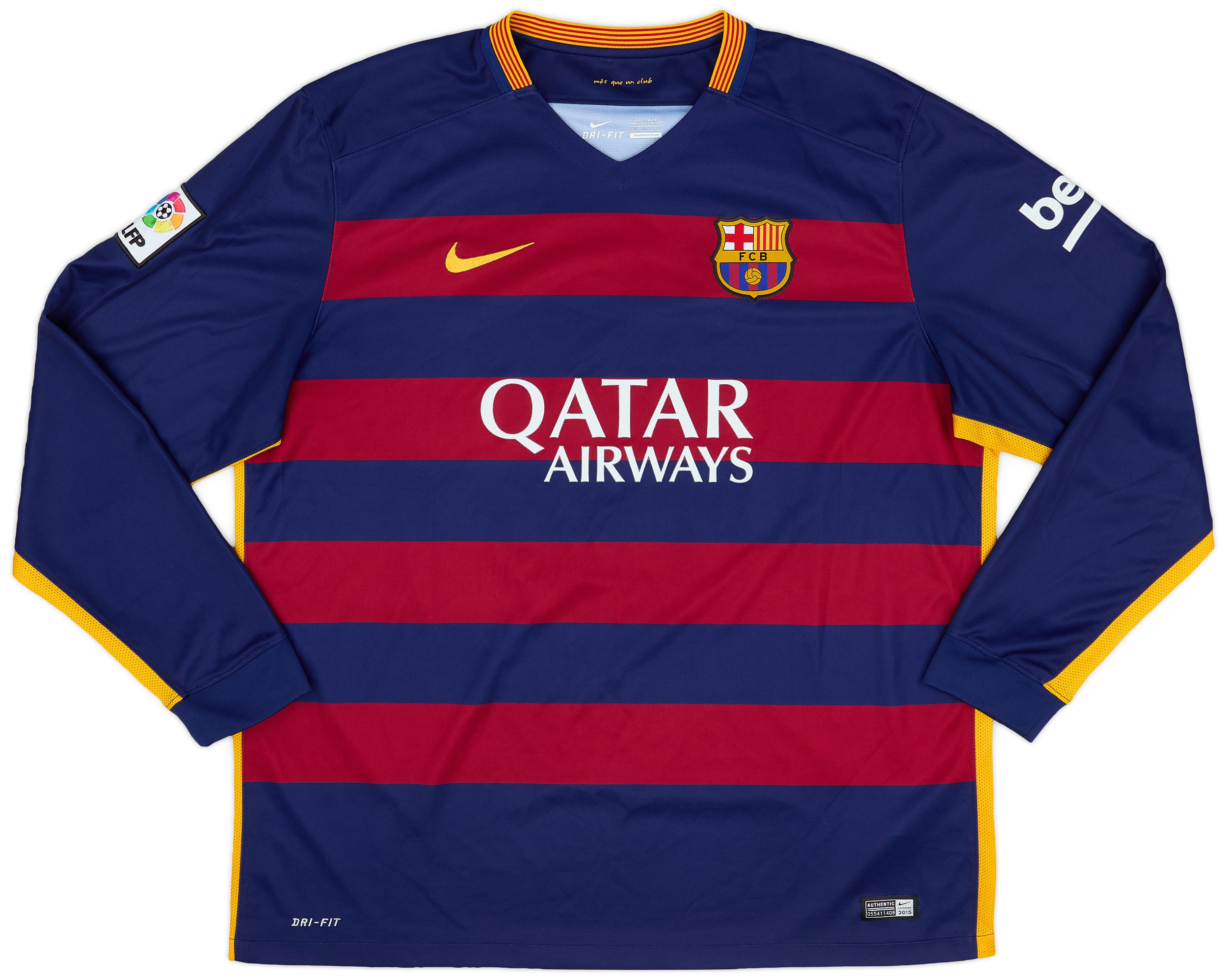 Nike 2015-16 Barcelona Home L/S Shirt Messi #10 - 10/10 - (XXL