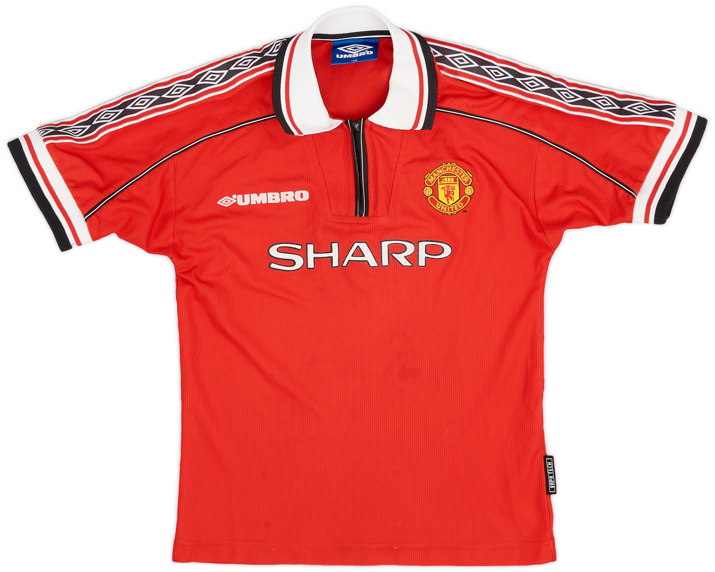 Manchester United Umbro Football Soccer Zip Polo Vapa Jersey Sharp