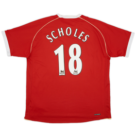 2006-07 Manchester United Home Shirt Scholes #18 - 7/10 - (XL)