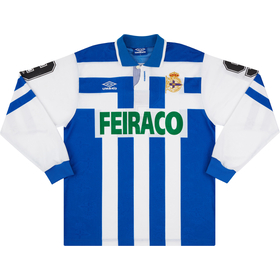 1993-94 Deportivo La Coruña Match Worn UEFA Cup Home L/S Shirt #9 (Manjarín) v A.Villa