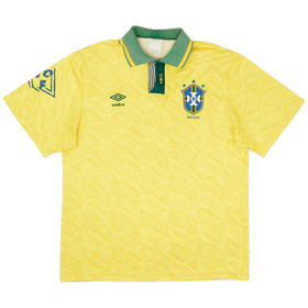 1991-93 Brazil Home Shirt - 7/10 - (XL)
