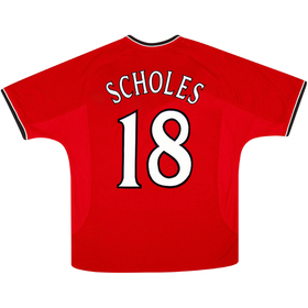 2000-02 Manchester United Home Shirt Scholes #18 - 8/10 - (XXL)