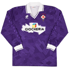 1991-92 Fiorentina Home L/S Shirt - 9/10 - (M)