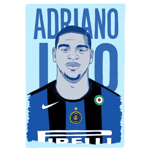 2005-06 Inter Milan Adriano #10 Serie A Icons A3 Poster/Print