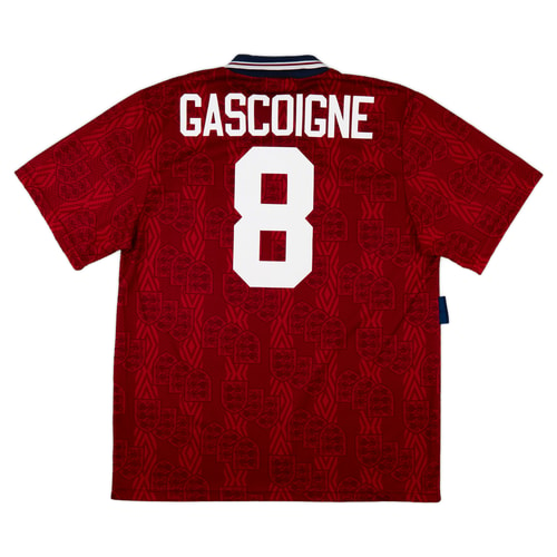 1994-95 England Away Shirt Gascoigne #8 - 9/10 - (XL)