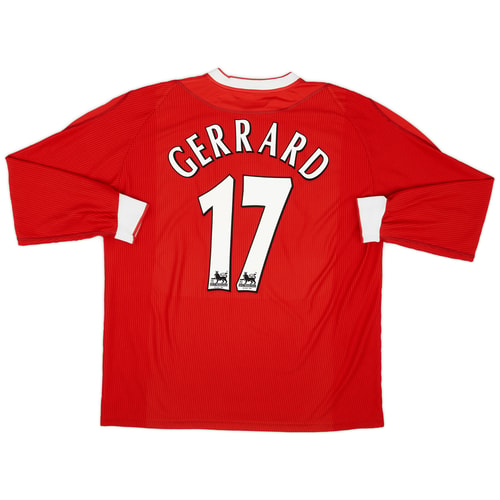 2002-04 Liverpool Home L/S Shirt Gerrard #17 - 7/10 - (XL)