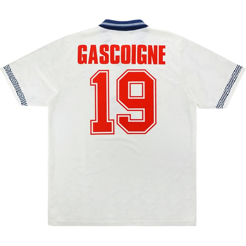 1990-92 England Home Shirt Gascoigne #19 (Excellent) XL