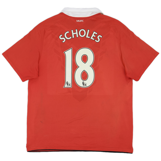 2010-11 Manchester United Home Shirt Scholes #18 - 3/10 - (XL)