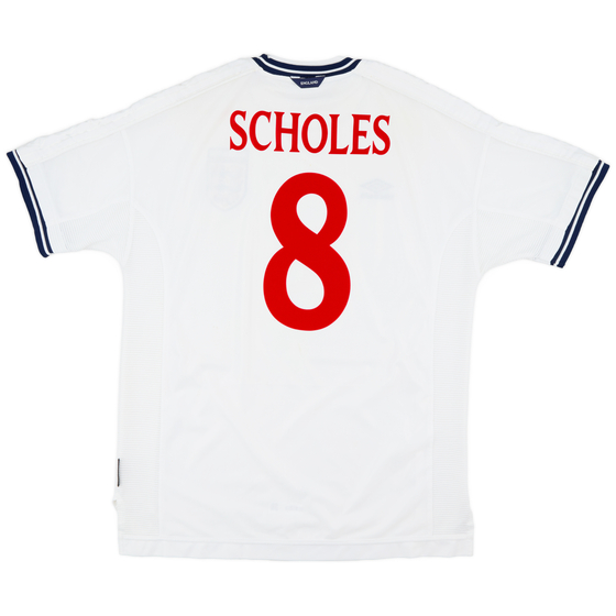 1999-01 England Home Shirt Scholes #8 - 6/10 - (XL)