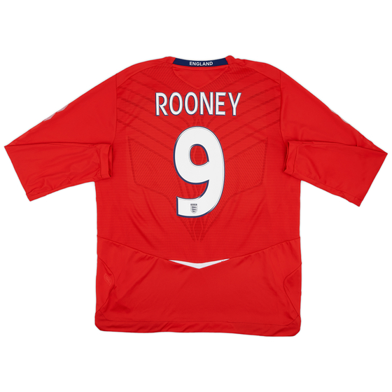 2008-10 England Away L/S Shirt Rooney #9 - 8/10 - (XL)