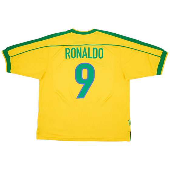 1998-00 Brazil Home Shirt Ronaldo #9 - 8/10 - (L)