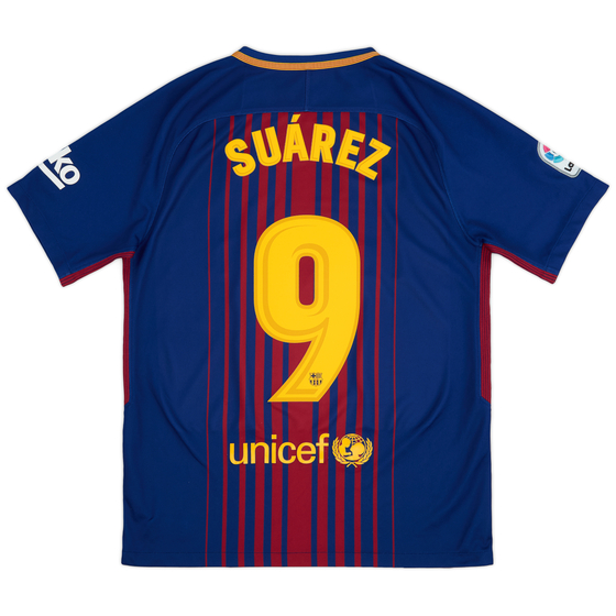 2017-18 Barcelona Home Shirt Suarez #9 - 8/10 - (M)