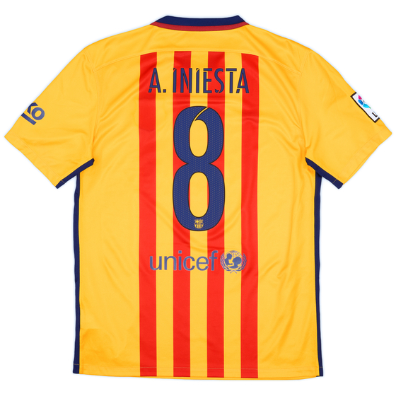 2015-16 Barcelona Away Shirt A.Iniesta #8 - 9/10 - (M)