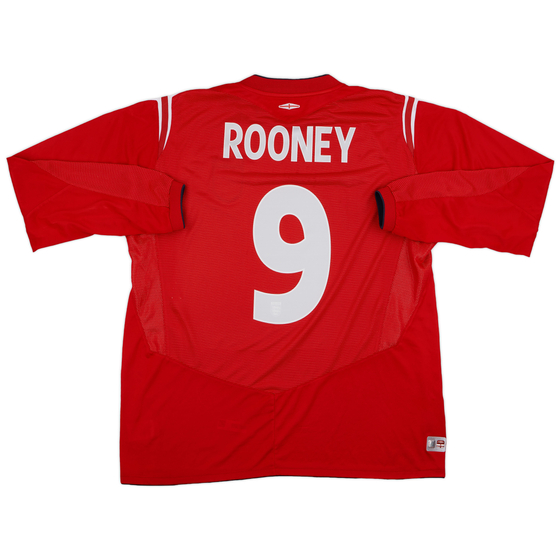 2004-06 England Away L/S Shirt Rooney #9 - 9/10 - (XL)