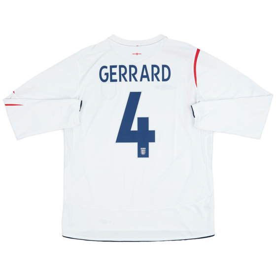 2005-07 England Home L/S Shirt Gerrard #4 - 8/10 - (XL)