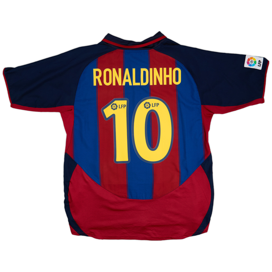 2003-04 Barcelona Home Shirt Ronaldinho #10 - 7/10 - (XL)