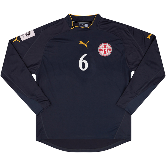 2005 Georgia Match Issue Away L/S Shirt #6 (Aladashvili) v Denmark