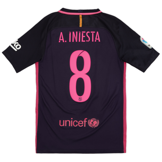 2016-17 Barcelona Away Shirt A.Iniesta #8 - 8/10 - (S)