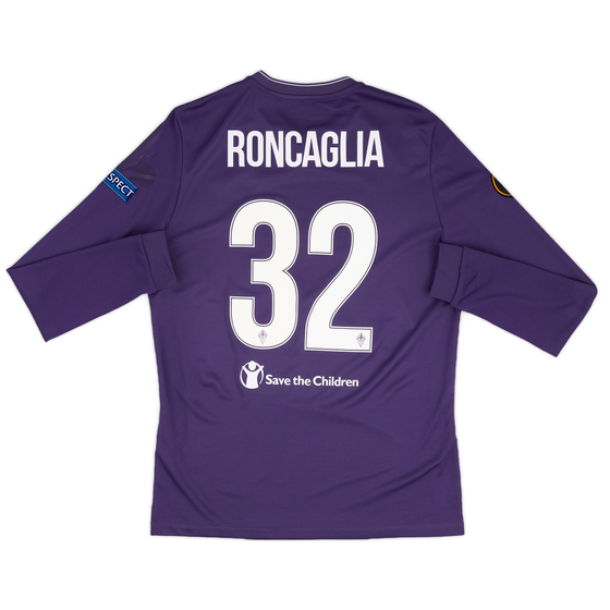 2015-16 Fiorentina Match Issue European Home L/S Shirt Roncaglia #32 - As New - (L)
