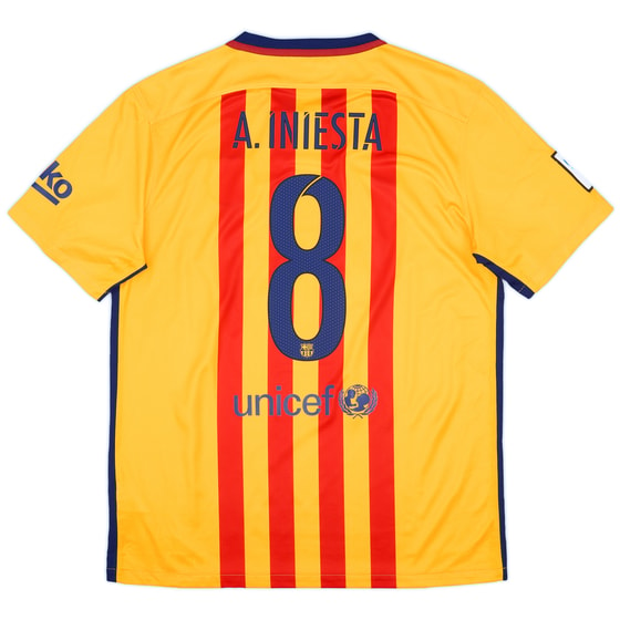 2015-16 Barcelona Away Shirt A.Iniesta #8 - 9/10 - (L)