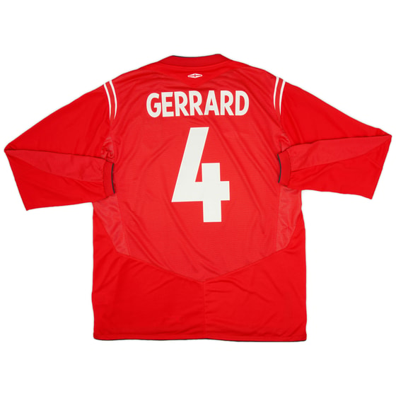 2004-06 England Away L/S Shirt Gerrard #4 - 8/10 - (XL)
