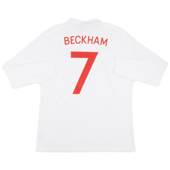 2009-10 England Home L/S Shirt Beckham #7 - 8/10 - (XL)