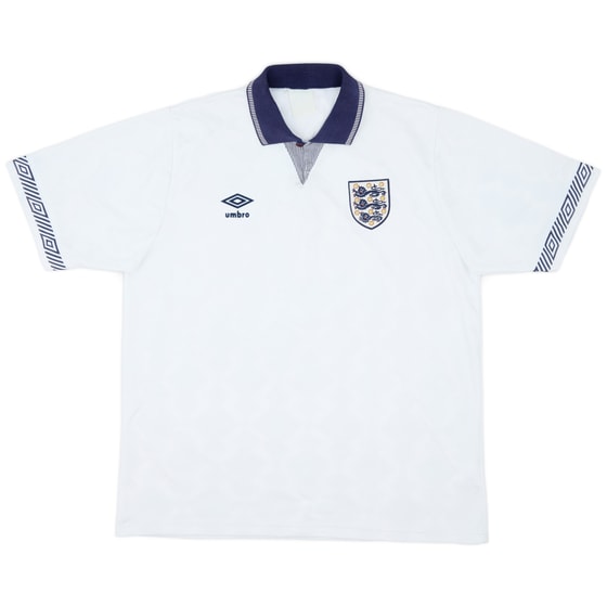 1990-92 England Home Shirt - 8/10 - (XL)