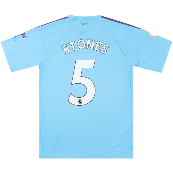 2019-20 Manchester City Match Issue Home Shirt Stones #5 (v Man Utd)