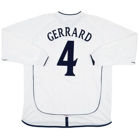 2001-03 England Home L/S Shirt Gerrard #4 - 7/10 - (XXL)