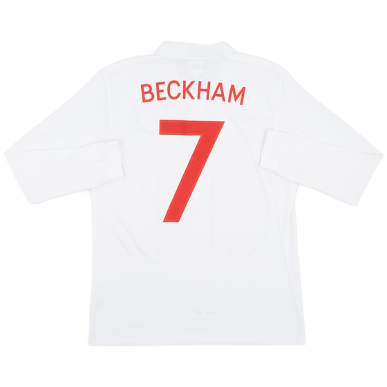 2009-10 England Home L/S Shirt Beckham #7 - 9/10 - (M)
