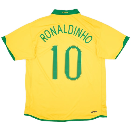 2006-08 Brazil Home Shirt Ronaldinho #10 - 7/10 - (XL)