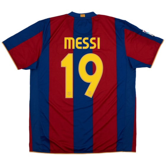 2007-08 Barcelona Home Shirt Messi #19 - 9/10 - (XL)
