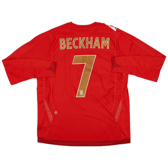 2006-08 England Away L/S Shirt Beckham #7 - 6/10 - (L)