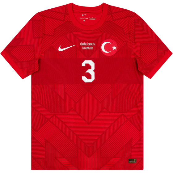 2022 Turkey Match Issue Home Shirt Samet Akaydın #3 (v Scotland)