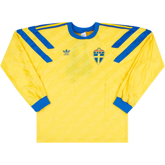 1992 Sweden U-21 Match Worn Home L/S Shirt #4 (Apelstav) v Scotland