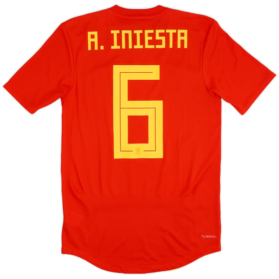 2018-19 Spain Authentic Home Shirt Iniesta #6 - 8/10 - (S)