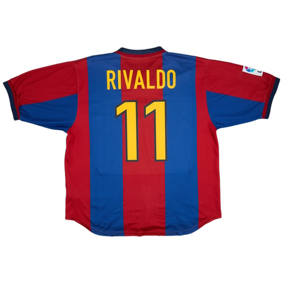 1998-00 Barcelona Home Shirt Rivaldo #11 - 8/10 - (XL)