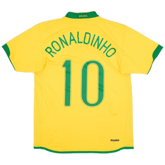 2006-08 Brazil Home Shirt Ronaldinho #10 - 8/10 - (M)