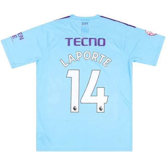 2019-20 Manchester City Match Issue Premier League Asia Trophy Home Shirt Laporte #14