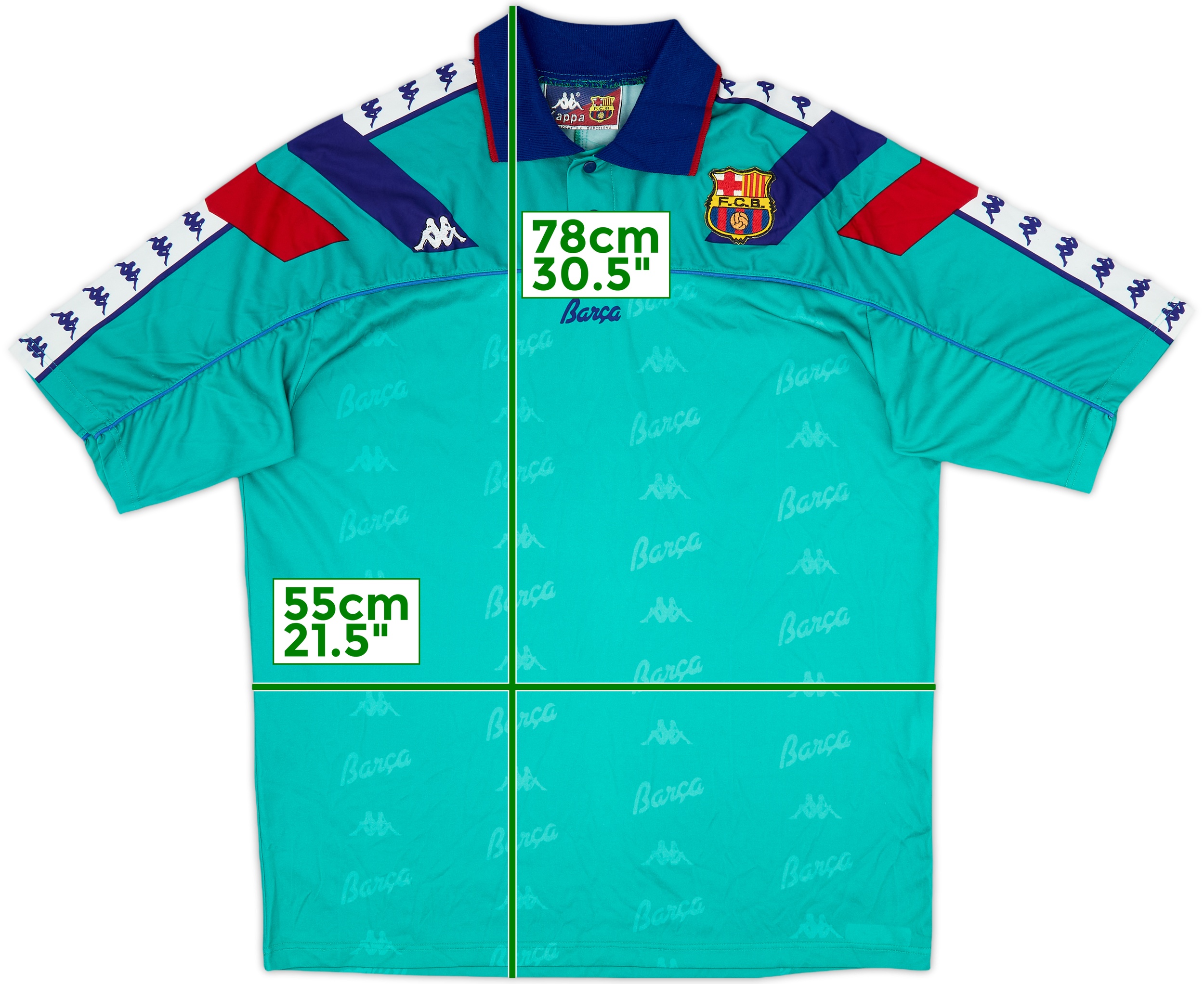 FC BARCELONA Kappa ゲームシャツ L相当 ブルー ブロークコア FC Barcelona 1992 Away Shirt by Kappa (Size L) | eBay
