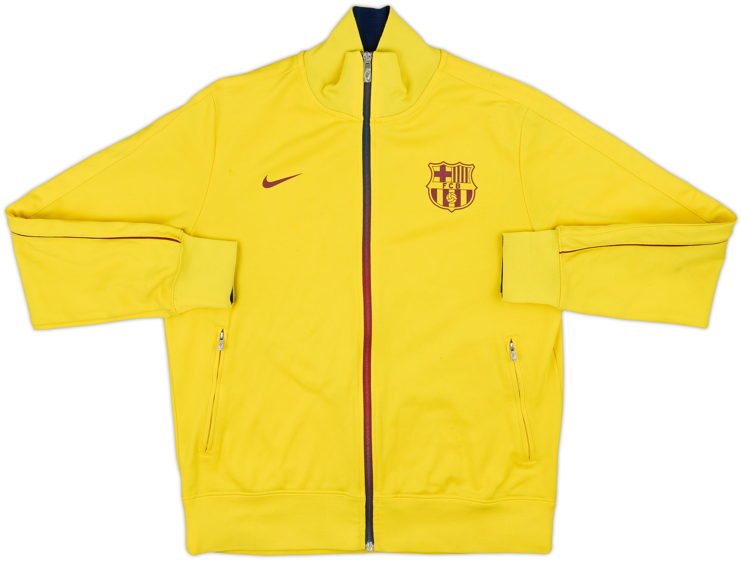 NIKE×FCB古着10sトラックジャケット イエローライン シャビ期U21 Nike FC BARCELONA Yellow Size Large RETRO VINTAGE FOOTBALL SOCCER