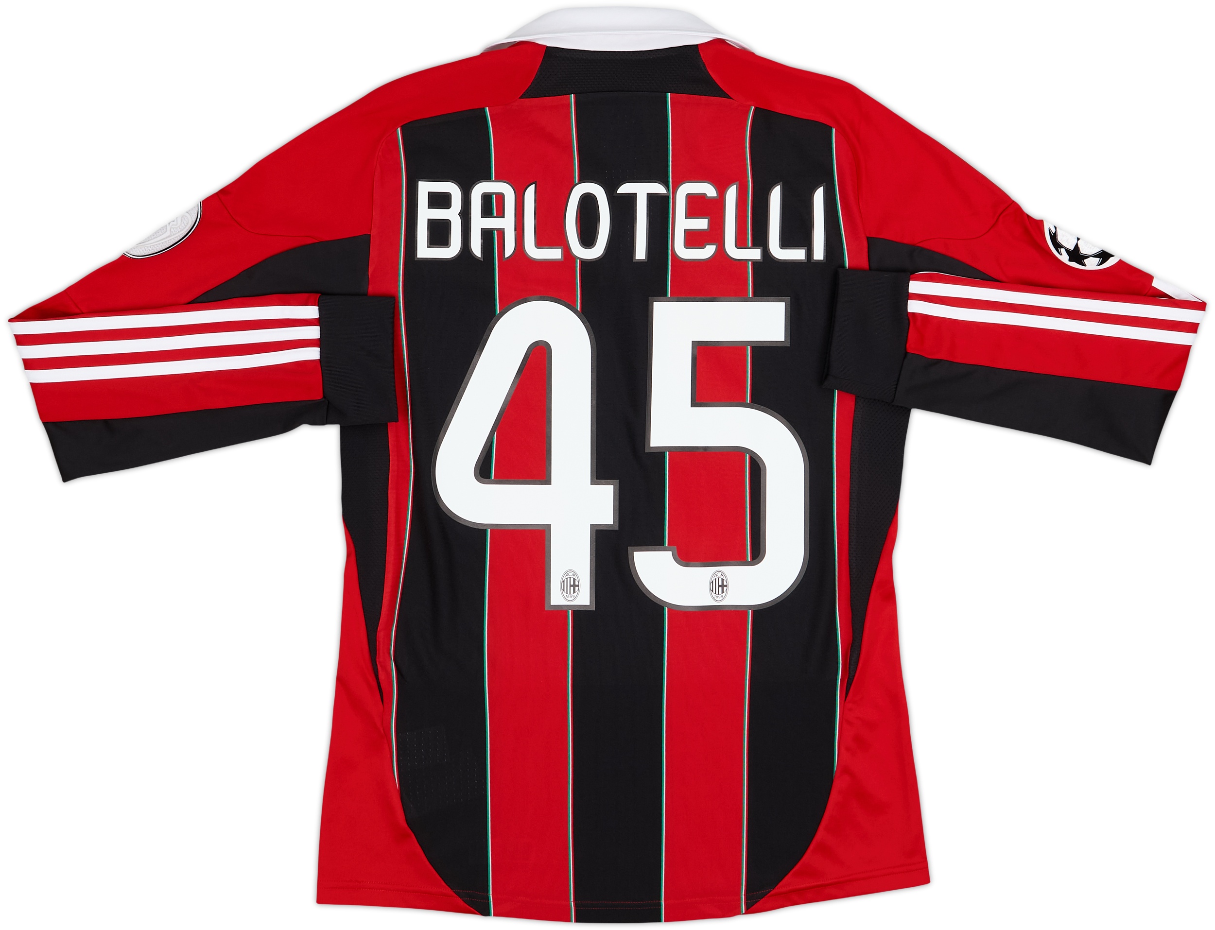 2012-13 AC Milan Home L/S Shirt Balotelli #45 - 9/10 - (S)