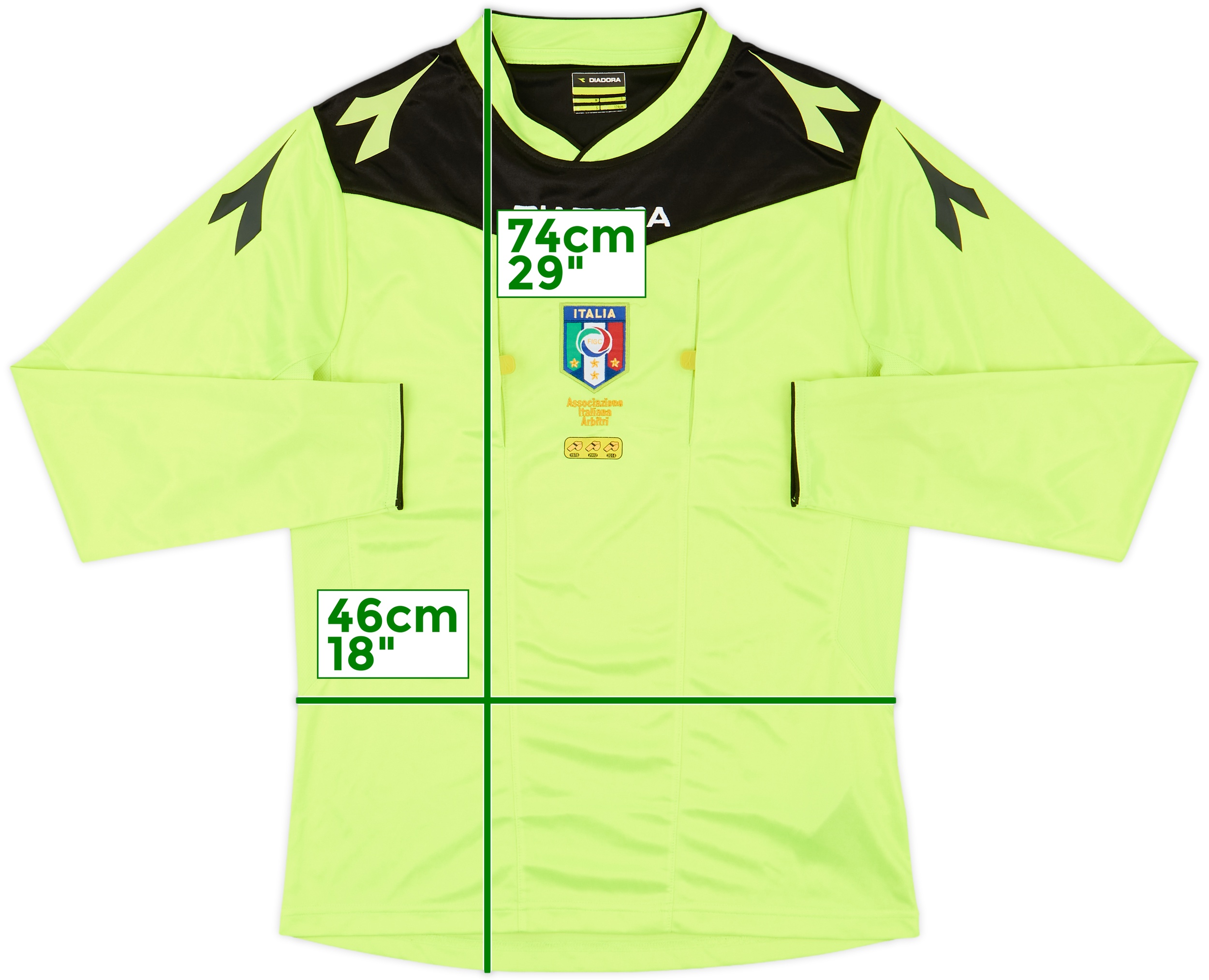 diadora イタリア代表 サッカー シャツ Lサイズ MADE IN UK 2014-15 Italy Diadora Referee L/S Shirt - 9/10 - (S)