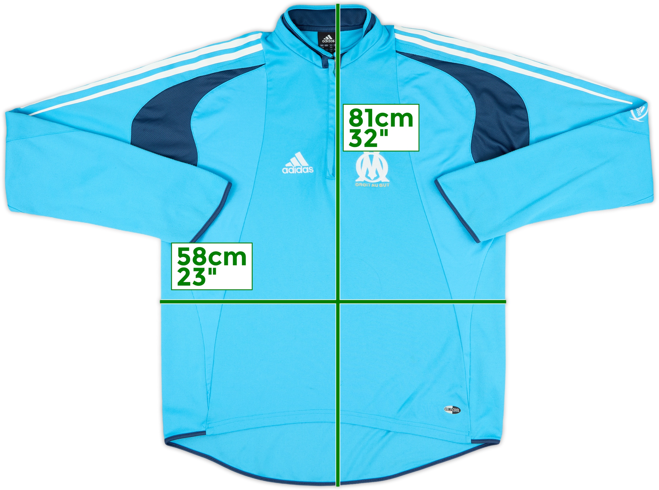 2004-06 Olympique Marseille adidas 1/4 Zip Sweat Top - 8/10