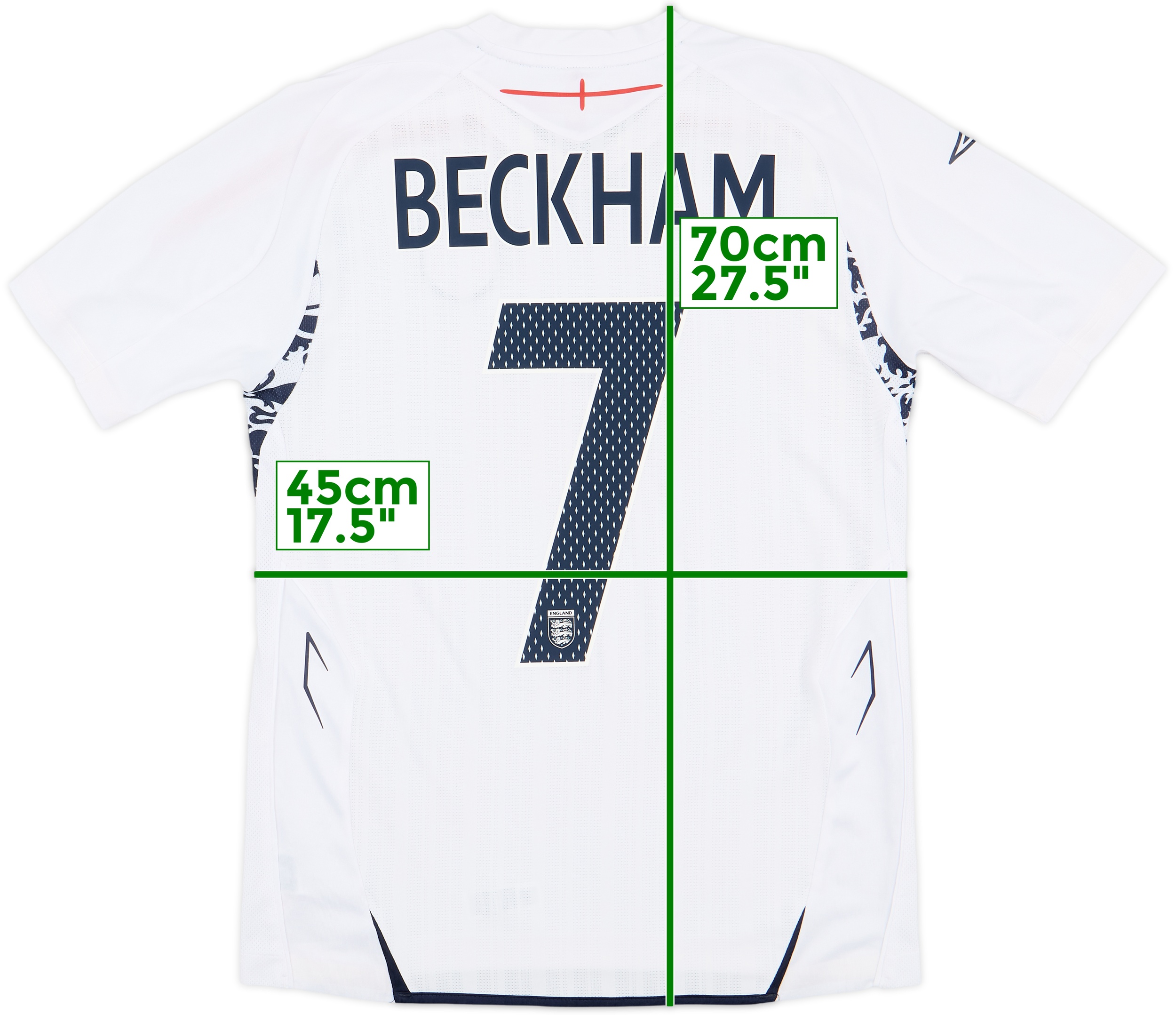 2007-09 England Home Shirt Beckham #7 - 9/10 - (XL.Boys)