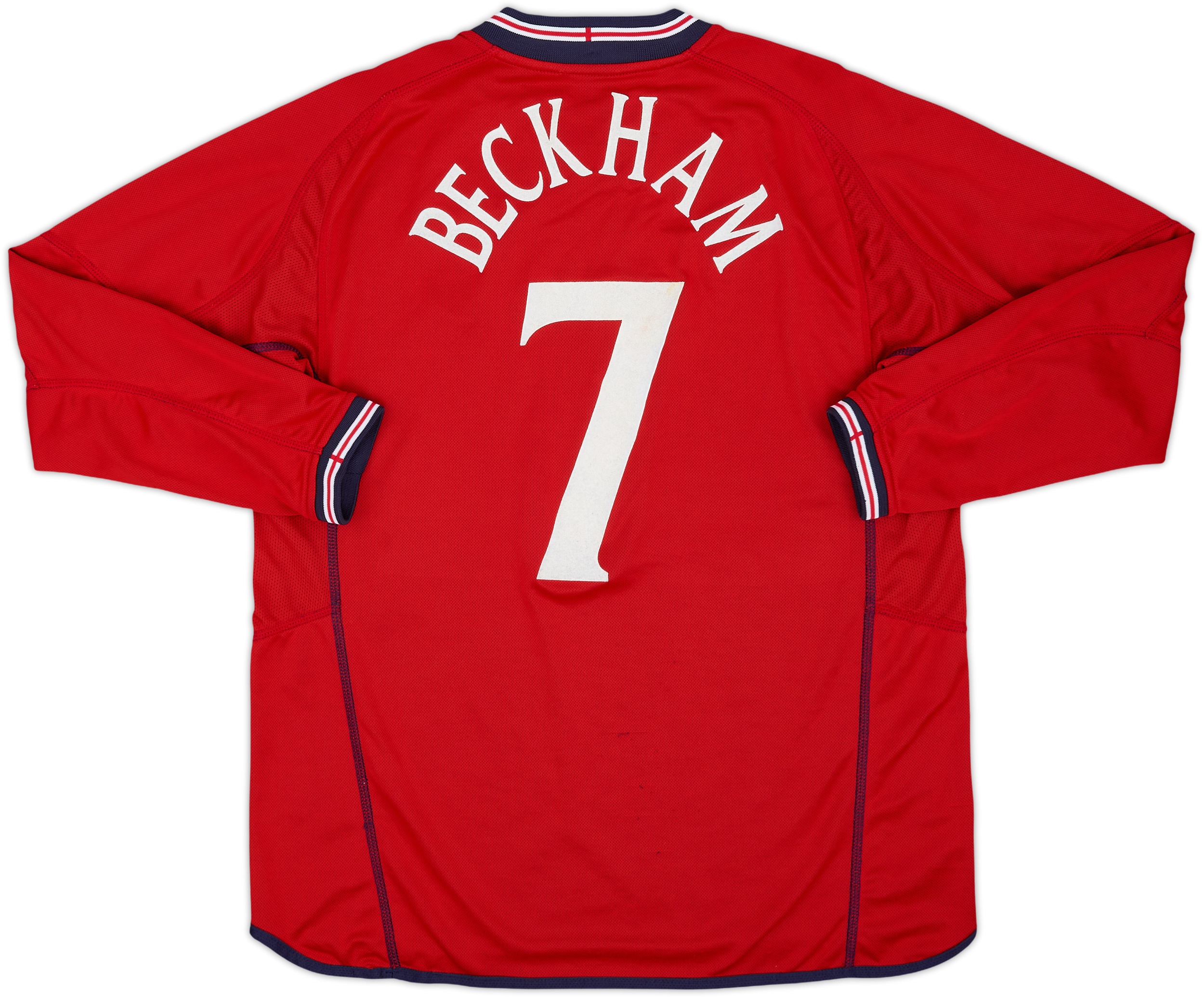 2002-04 England Away L/S Shirt Beckham #7 - 6/10 - (M)