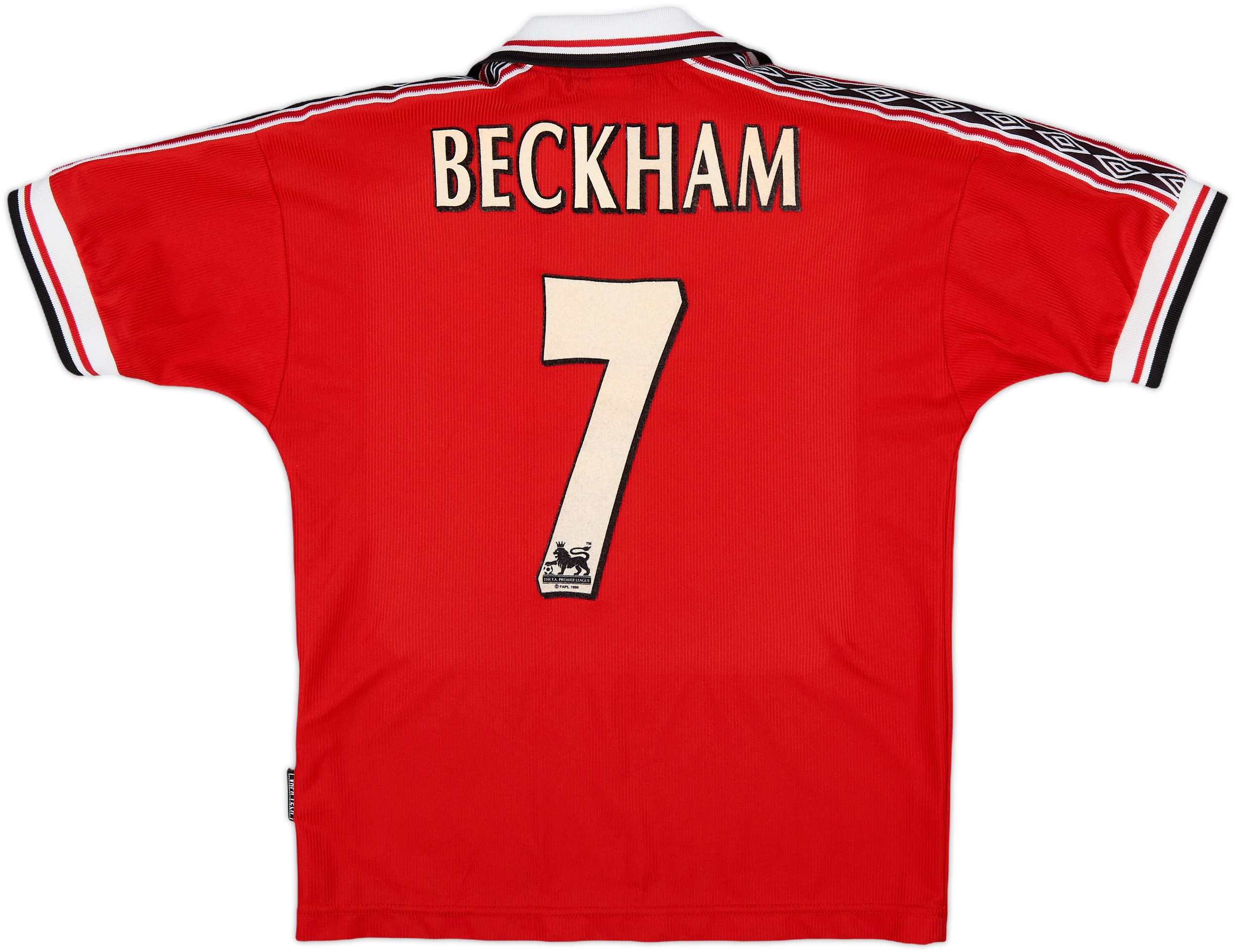 1998-00 Manchester United Home Shirt Beckham #7 - 8/10 - (L.Boys)
