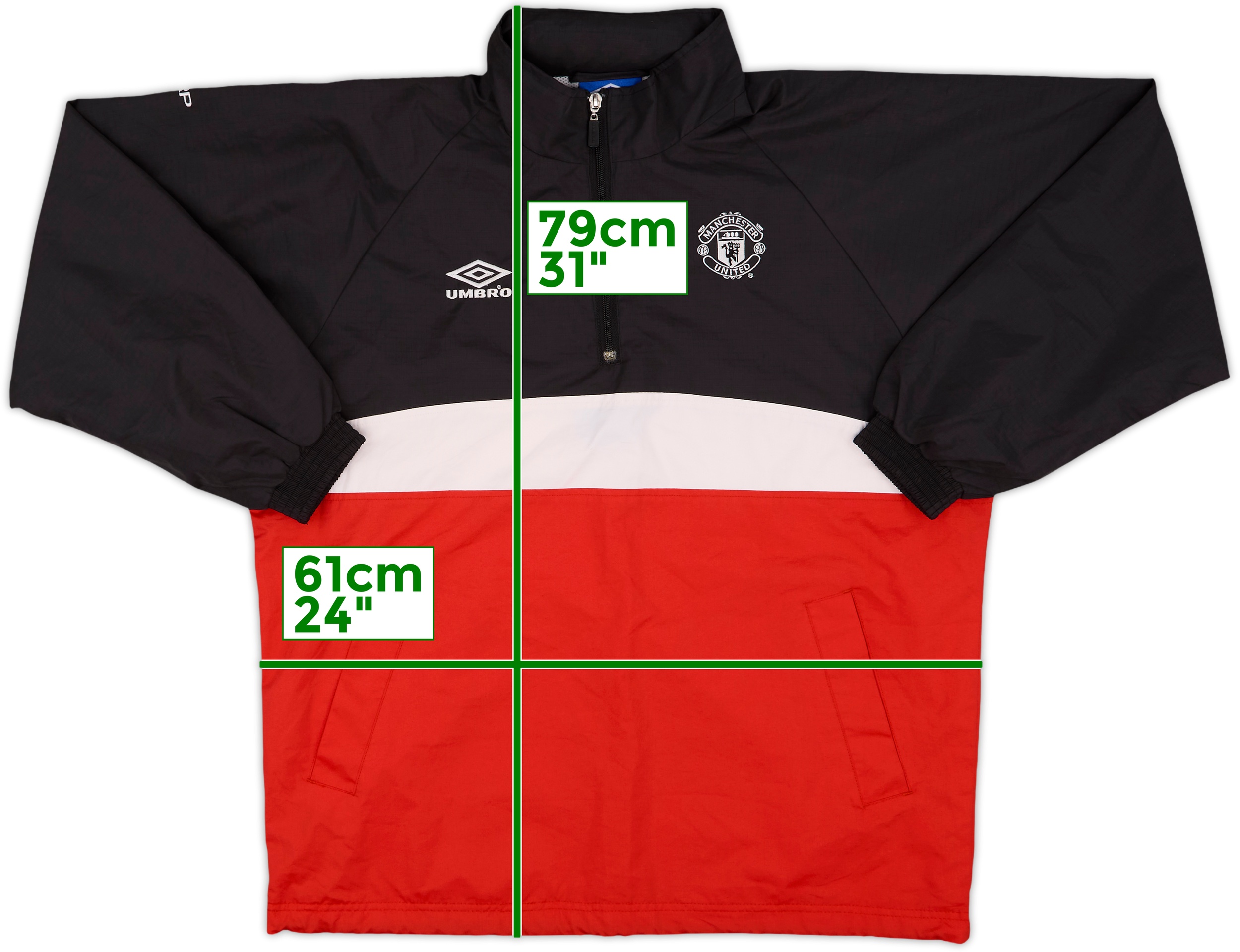 1998-00 Manchester United Umbro 1/4 Zip Drill Top - 10/10